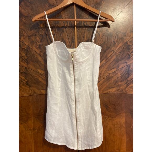 INDAH Karina Mini Dress White Linen SEXY BEACH VACATION RESORT Small S Bustier - Picture 3 of 9